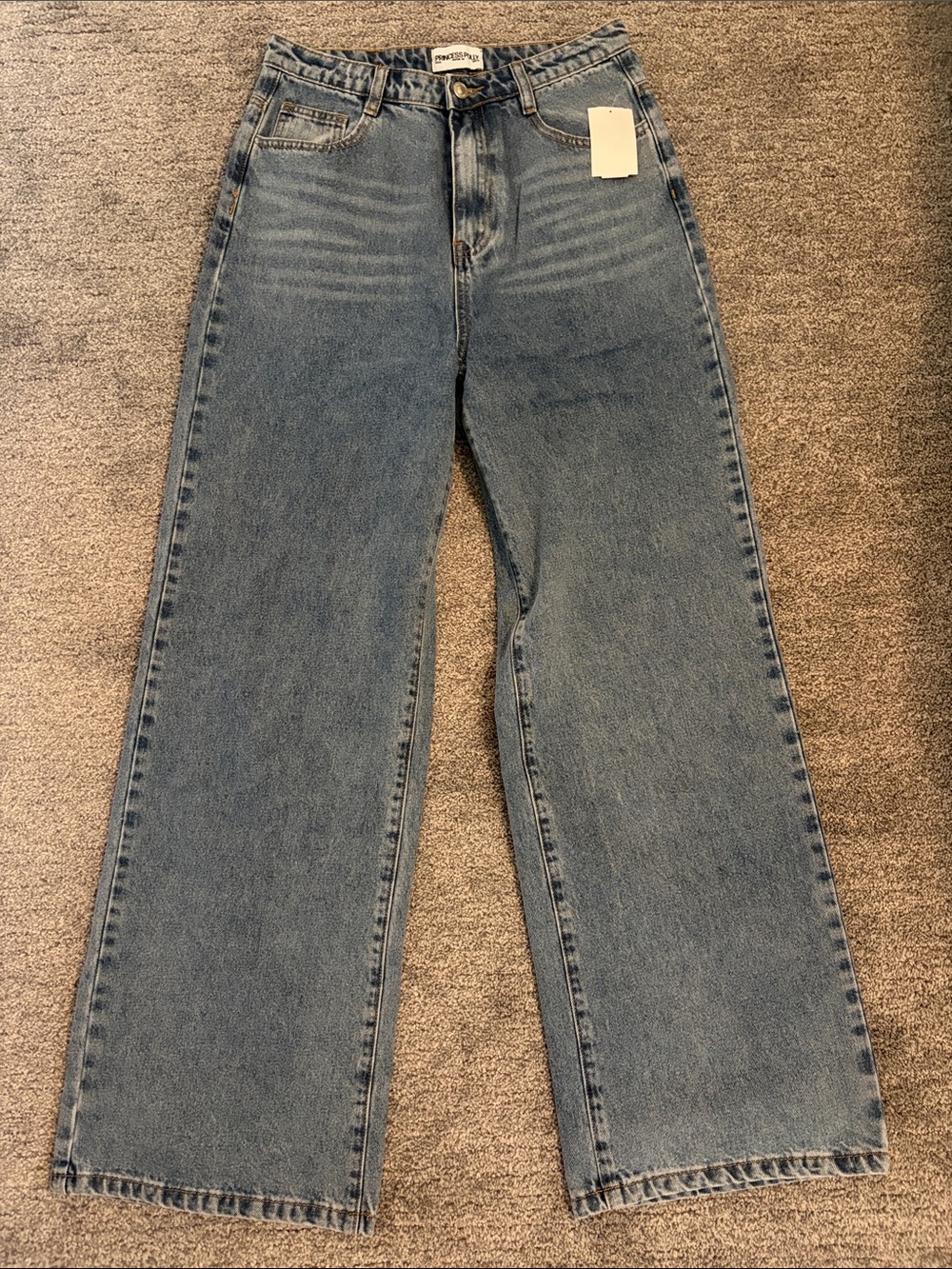 Princess Polly Vintage-Inspired Wide Leg Jeans - Light Blue Denim